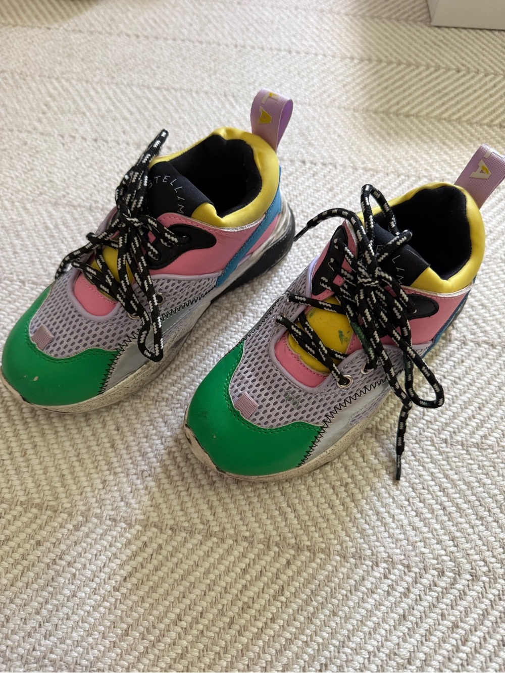 Stella McCartney Kids Colorblock Sneakers - Green, Pink, Yellow, size 11/11.5 US